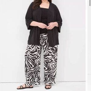 LANE BRYANT • Animal Print Pull-On Satin Wide Leg Pant